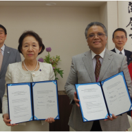 (L-R) Mr. Yukihisa Kitamura, Assistant to the Chancellor (Josai); Dr. Noriko Mizuta, Chancellor – Josai University; Mr. Philip B. Sanvictores, President – PIJLC; Dir. Yukio Doi – Josai University Center for Innovation; Mrs. Patricia Maribel C. Sanvictores