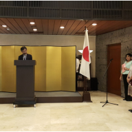 Ambassador Kazuhide Ishikawa of Japan welcoming the awardees during the conferment rites for the presentation of the Foreign Minister’s Commendation held 16 September 2015 at the residence of the Japanese Ambassador in Forbes Park, Makati