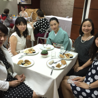 Mrs. Atsuko Kikuchi, Mrs. Hiroko Fukui, Mrs. Yuko Iyori (newest PJLA member), Mrs. Takako Hirasawa and Mrs. Kaoru Yokoyama having their merienda.