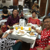 Mrs. Teresita Pangantihon, Atty. Teresita Buhat and Mrs. Amelia Lapeña having their merienda.