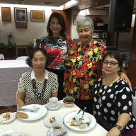 (Standing L-R) Mrs. Mercedes Marquez and Mrs. Teresita Santos (Maestra), (Seating L-R) Mrs. Yoshiko Suzuki and Dra. Nora Torres.