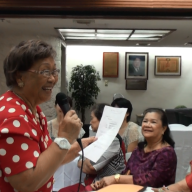 Mrs. Amelia M. Lapeña as the emcee of the Shinnenkai Party.